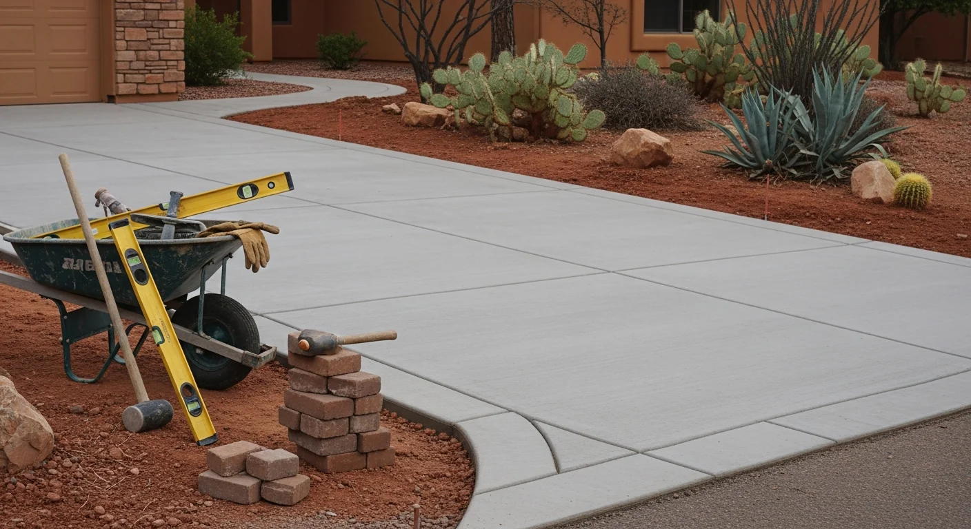 Concrete driveway and retaining wall installation in Prescott Valley